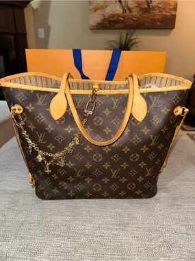 Authentic Louis Vuitton Neverfull Monogram Canvas Tote with Vachetta